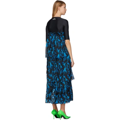 Shop Marine Serre Blue Radioactive Flower Hybrid Dress In 11 Blue Pri