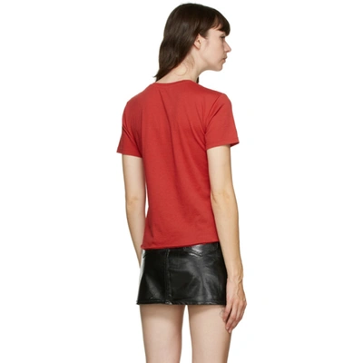 Shop Saint Laurent Red Logo T-shirt In 6211 Red/bl