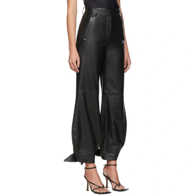 Shop Off-white Black Leather Bow Trousers