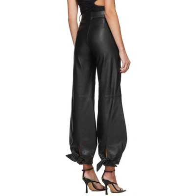 Shop Off-white Black Leather Bow Trousers