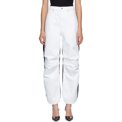 Shop Alexander Wang White & Black Denim Hybrid Cargo Jeans In 100 White