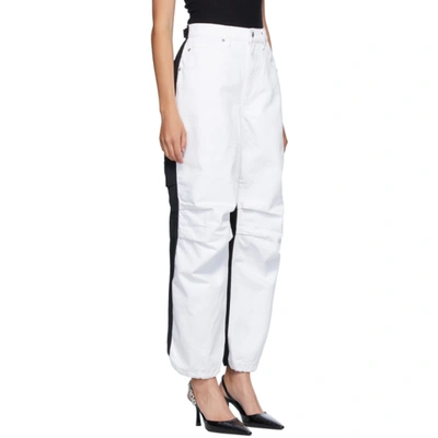 Shop Alexander Wang White & Black Denim Hybrid Cargo Jeans In 100 White