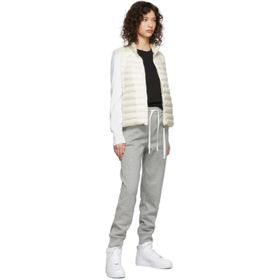Shop Moncler Off-white Down Knit Zip-up Jacket In 030 Ivory