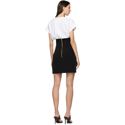 Shop Balmain Black Crepe Miniskirt In 0pa Black