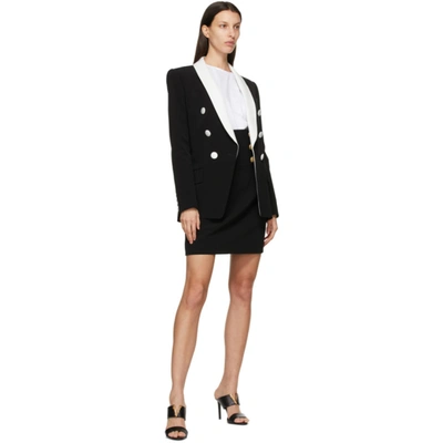 Shop Balmain Black Crepe Miniskirt In 0pa Black