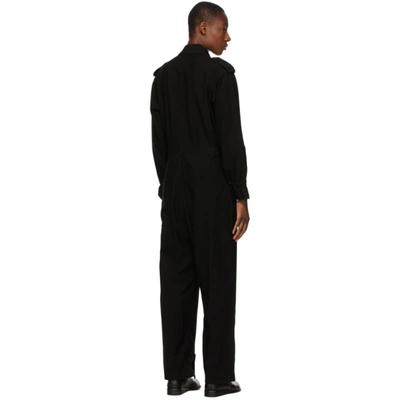 Shop Regulation Yohji Yamamoto Black Wool R-overall Jumpsuit In 1 Black