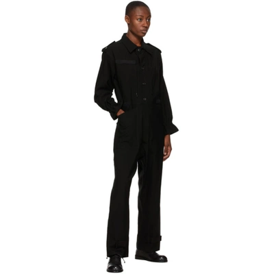 Shop Regulation Yohji Yamamoto Black Wool R-overall Jumpsuit In 1 Black