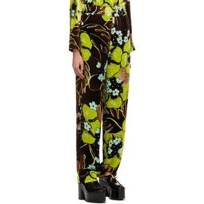 Shop Dries Van Noten Brown Velvet Floral Trousers In 105 Umber