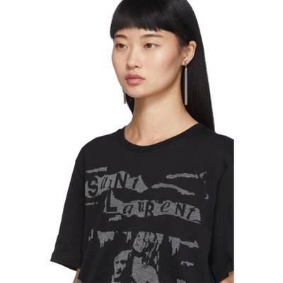 Shop Saint Laurent Black Jacquard Graphic T-shirt In 1073 Black