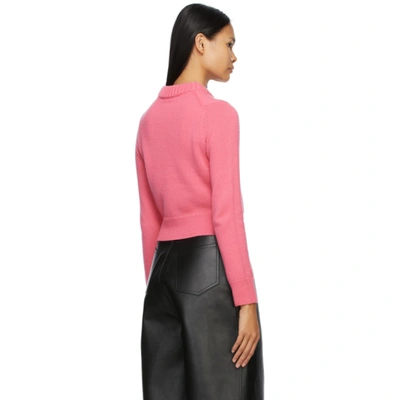 Shop Alexander Mcqueen Pink Cashmere Cropped Sweater In 5060 Fuchsi
