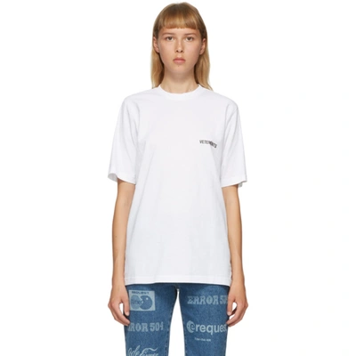 Shop Vetements White Logo Front Back T-shirt