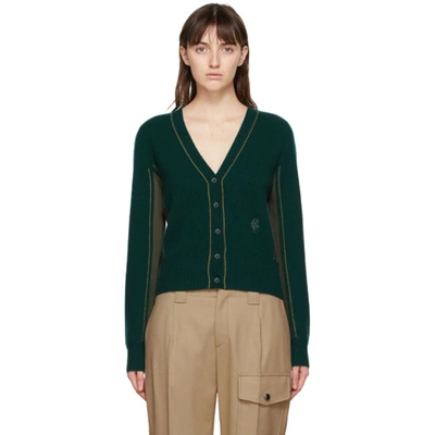 Shop Chloé Chloe Green Cashmere And Silk Cardigan In 3g4 Abysgrn