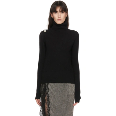 Shop Christopher Kane Black Padlock Open Sleeve Turtleneck