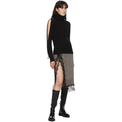 Shop Christopher Kane Black Padlock Open Sleeve Turtleneck