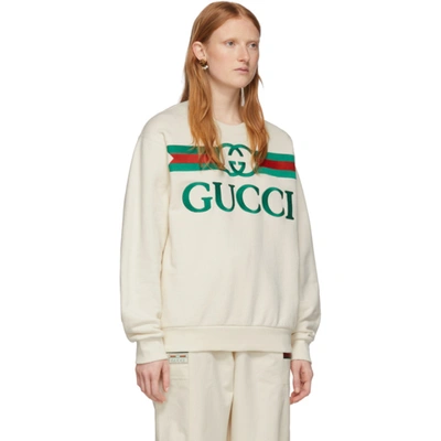 Shop Gucci Off-white Vintage Logo Sweatshirt In 9230 Garden