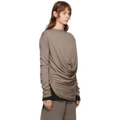Shop Rick Owens Taupe Moncler Edition Cashmere Drapefront Sweater In 229 Dust