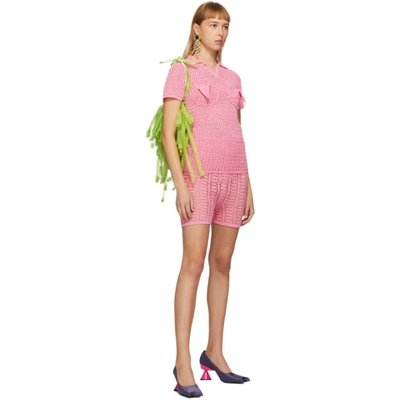 Shop Paula Canovas Del Vas Pink Knitted Shorts
