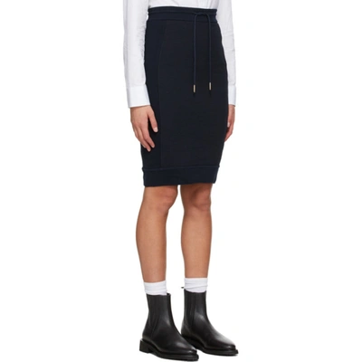 Shop Thom Browne Navy Loopback 4-bar Sack Skirt In 415 Navy