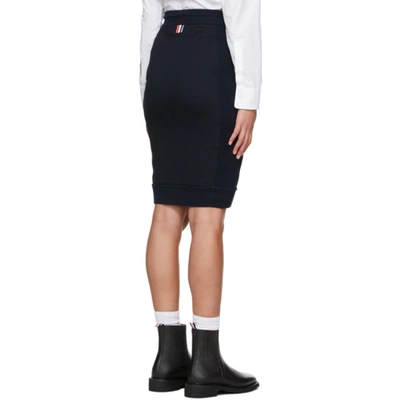 Shop Thom Browne Navy Loopback 4-bar Sack Skirt In 415 Navy