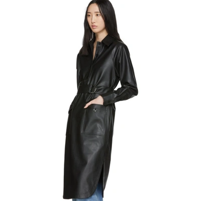 Shop Tibi Black Faux-leather Shirt Dress
