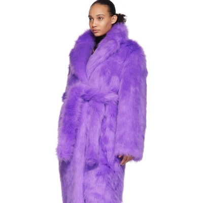 Shop Vetements Purple Plush Coat In Violet