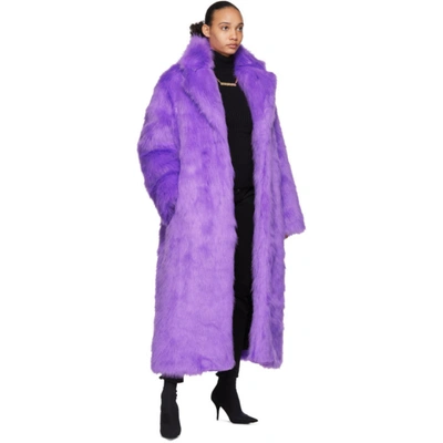 Shop Vetements Purple Plush Coat In Violet
