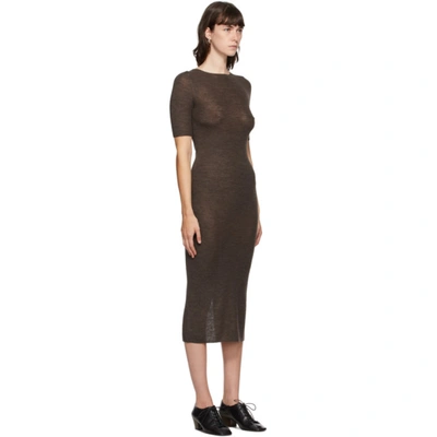Shop Lauren Manoogian Brown Merino & Silk Mid-length Dress In Rku Raku
