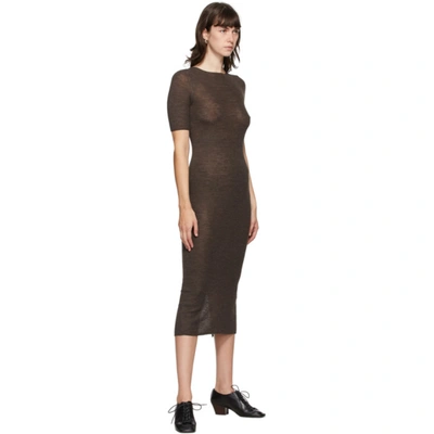 Shop Lauren Manoogian Brown Merino & Silk Mid-length Dress In Rku Raku