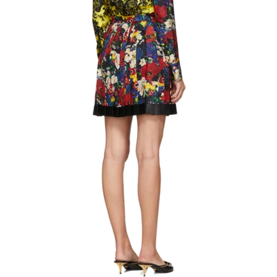 Shop Versace Ssense Exclusive Multicolor Silk Floral Mini Pleated Skirt In A7000 Multi