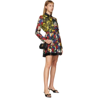Shop Versace Ssense Exclusive Multicolor Silk Floral Mini Pleated Skirt In A7000 Multi