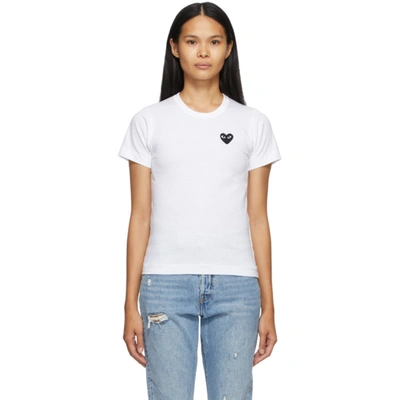 Shop Comme Des Garçons Play White & Black Heart Patch T-shirt