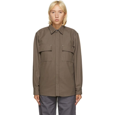 Shop Gr10k Taupe Klopman Shirt Jacket In Stalker Bro