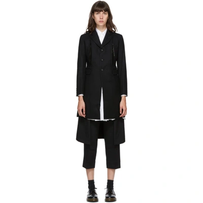 Shop Comme Des Garçons Comme Des Garçons Black Wool Raw Split Coat In 1 Black