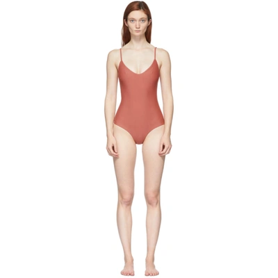 Shop Matteau Pink 'the Scoop' One-piece Swimsuit In Cerise