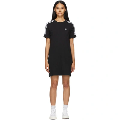 Adidas Originals Adicolor Three Stripe T-shirt Dress In Black | ModeSens