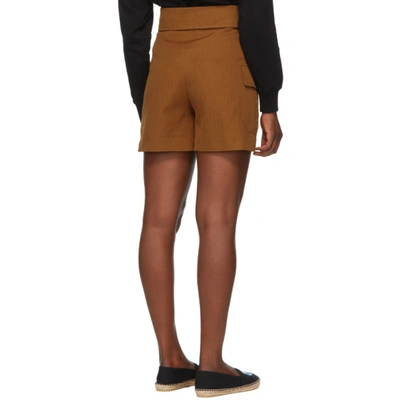 Shop Kenzo Brown Drill Utility Shorts In 14 Dk Camel