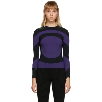 Shop Paula Canovas Del Vas Black And Purple Lycra Long Sleeve T-shirt In Black/purpl