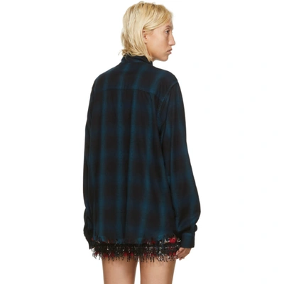 Shop Amiri Blue Core Shadow Plaid Shirt In Petrol Blue