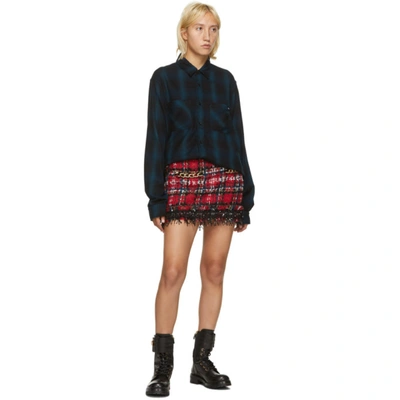 Shop Amiri Blue Core Shadow Plaid Shirt In Petrol Blue