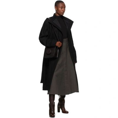 Shop Lemaire Black Wool Wrapover Coat In 999 Black