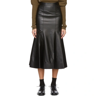Shop Loewe Black Lambskin Godet Skirt In 1100 Black