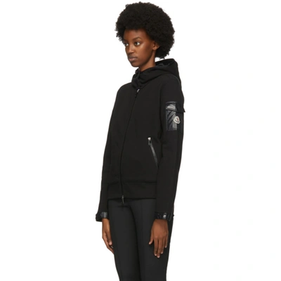Shop Moncler Black Sleeve Detail Zip-up Hoodie In 999 Black