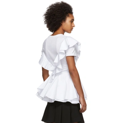 Shop Alexander Mcqueen White Ruffle T-shirt In 9000 White