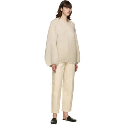 Shop Lvir Beige Twill Cocoon Trousers In Cream