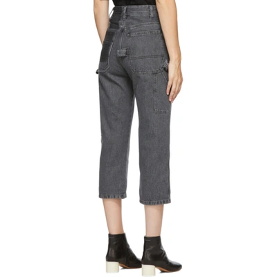 Shop Mm6 Maison Margiela Black Cropped Utilitarian Jeans In 855 Stone