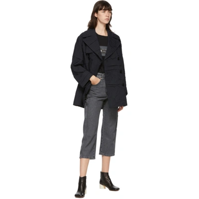 Shop Mm6 Maison Margiela Black Cropped Utilitarian Jeans In 855 Stone