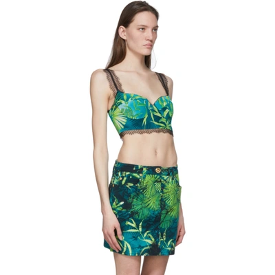 Shop Versace Green Jungle Print Bralette In A7488 Green