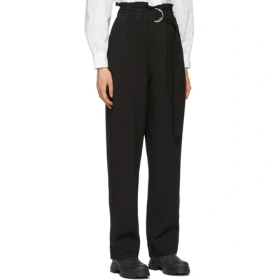 Shop Ganni Black Heavy Crepe Belt Trousers In 099 Black