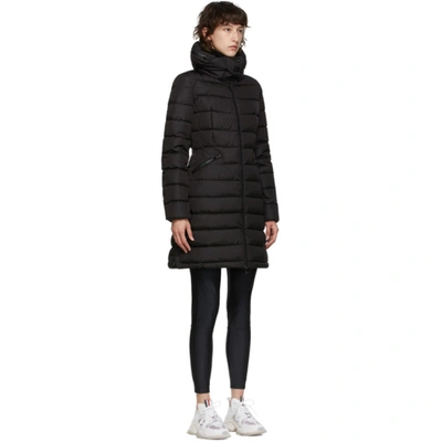 Shop Moncler Black Down Flammette Coat In 999 Black