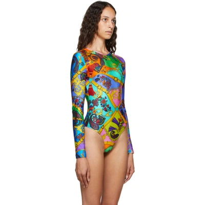 Shop Versace Jeans Couture Multicolor Belts Print Bodysuit In E445 Pink